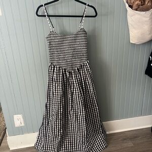 Abercrombie & Fitch Black and White Gingham Midi Dress